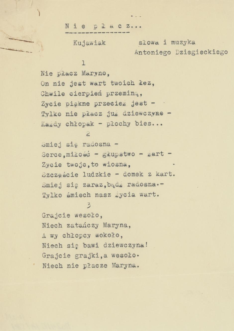 Nie płacz - kujawiak