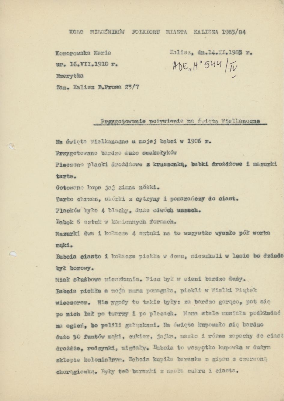 Przygotowanie pożywienia na Święta Wielkanocne