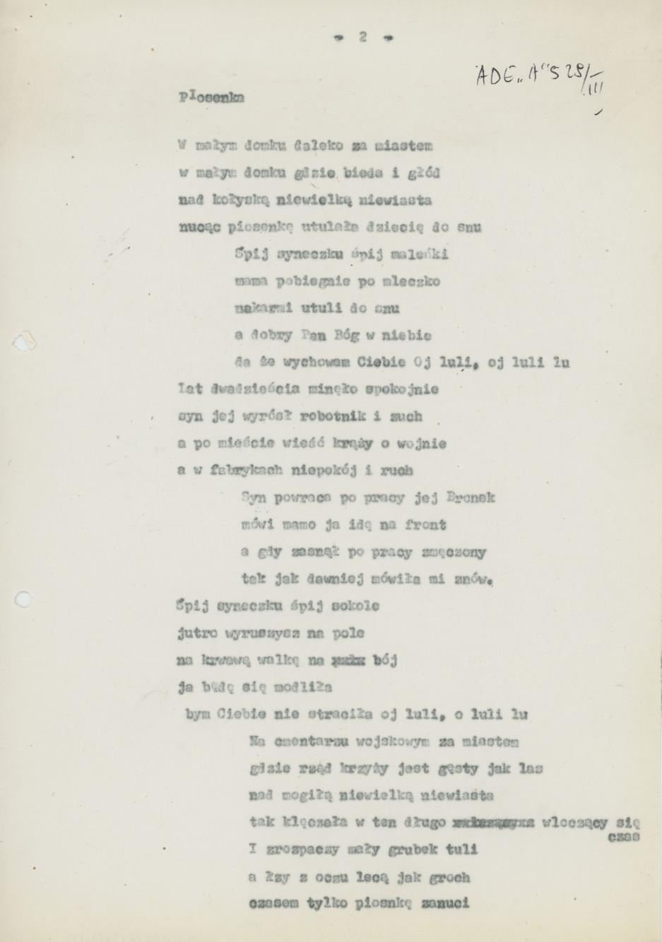 Piosenki śpiewane w czasie I wojny światowej