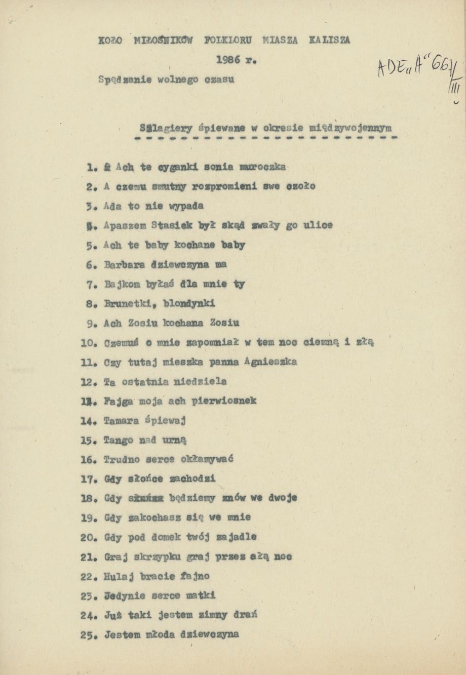 Szlagiery śpiewane w okresie międzywojennym