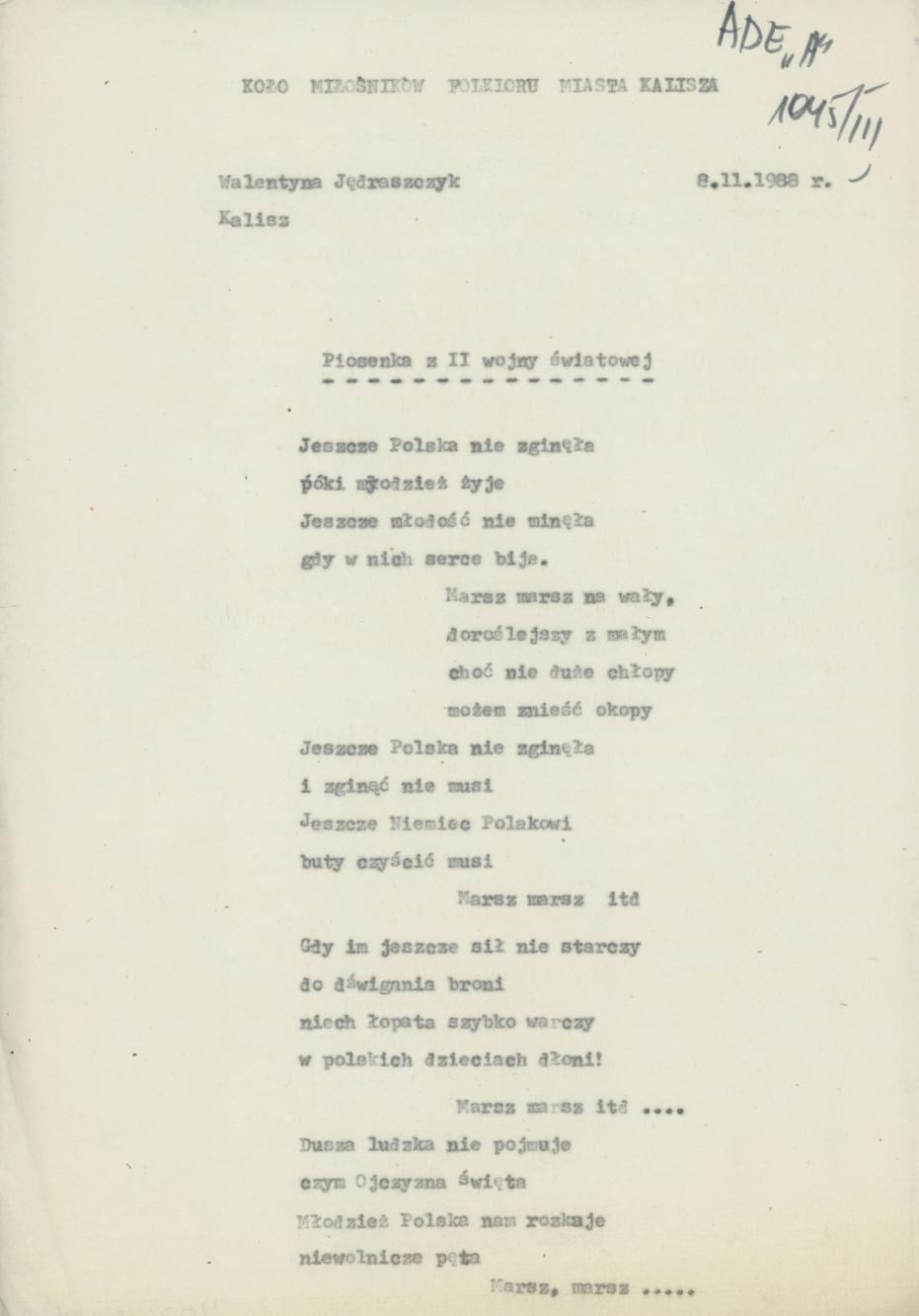 Piosenka z II wojny światowej