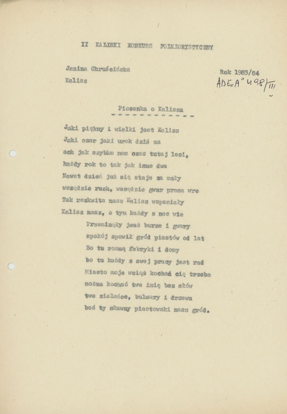 Piosenka o Kaliszu
