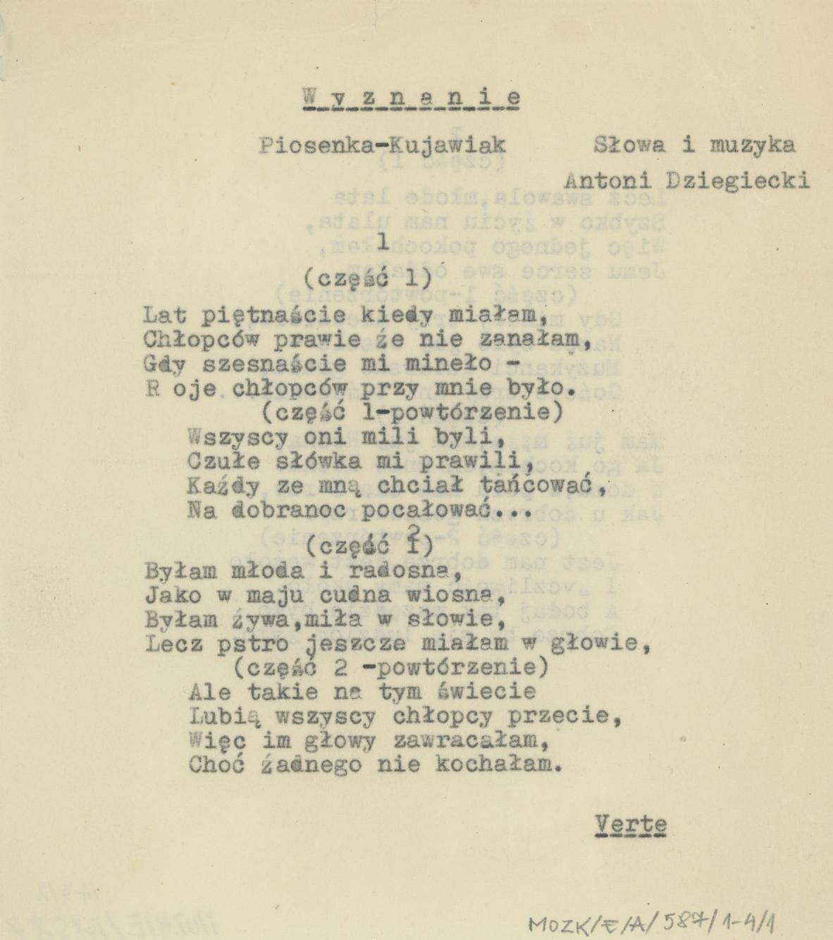 Wyznanie - piosenka kujawiak