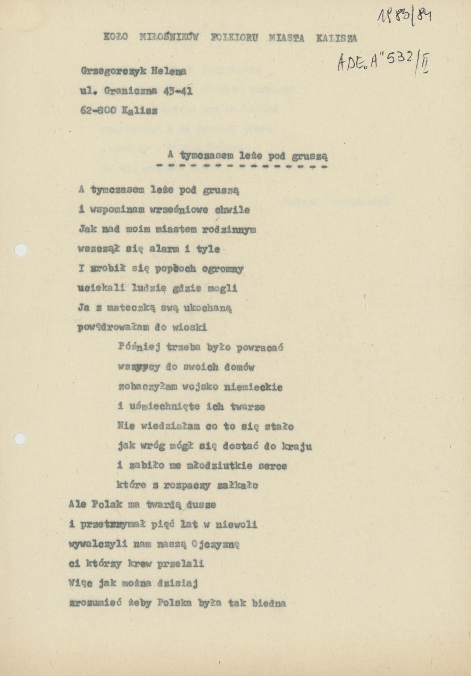 A tymczasem leżę pod gruszą