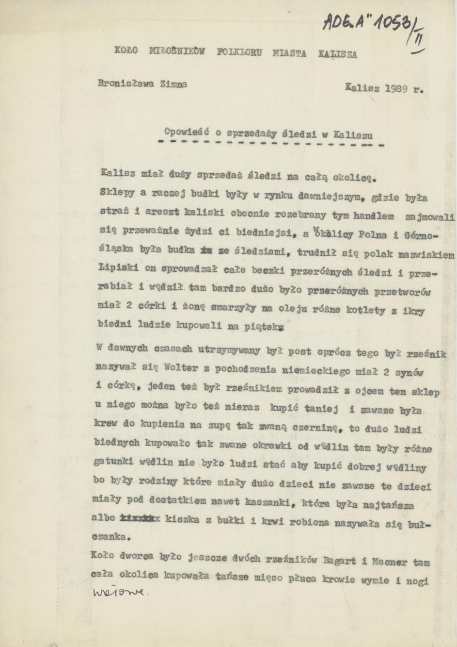 Opowieść o sprzedaży śledzi w Kaliszu