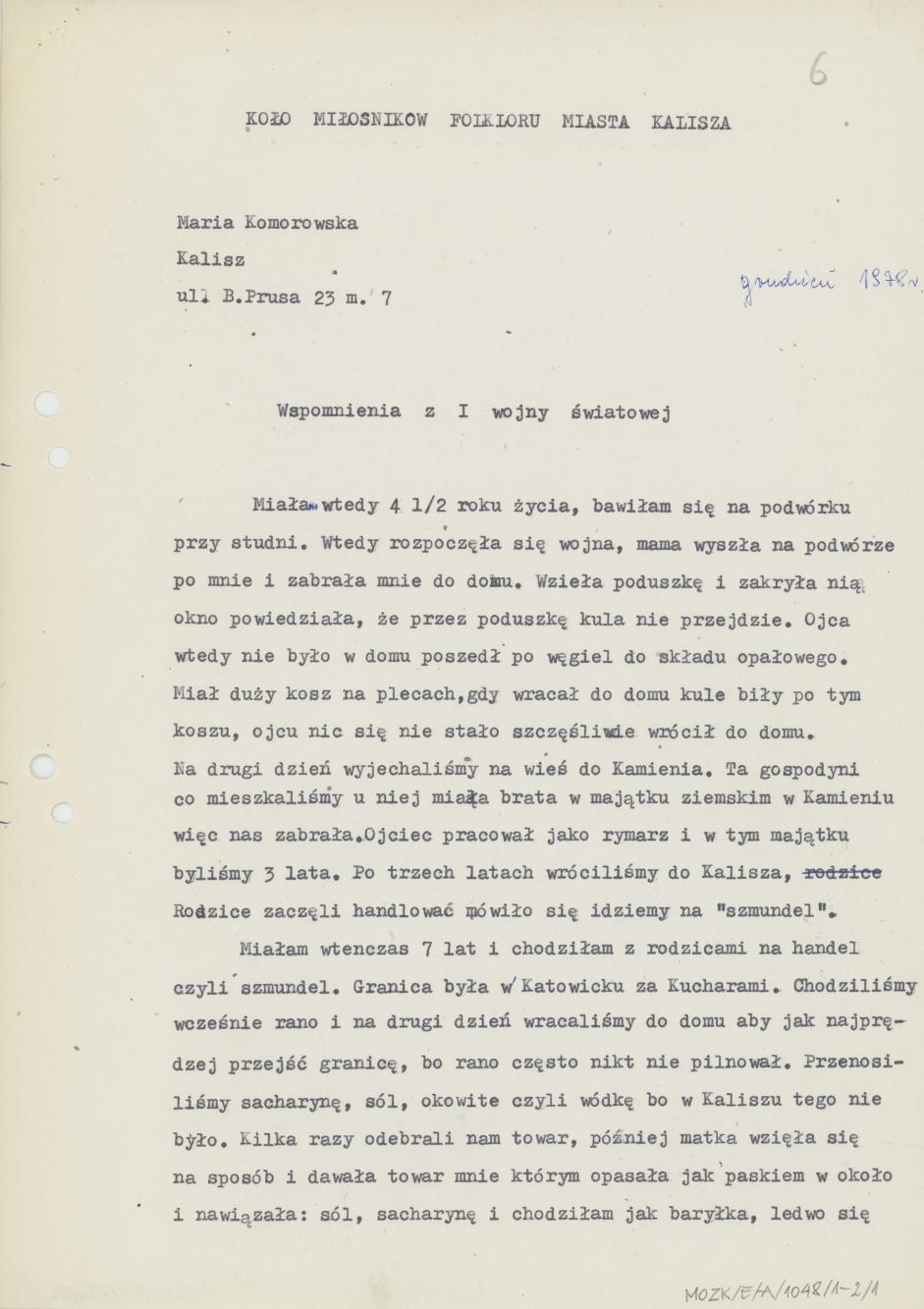 Wspomnienia z I wojny światowej