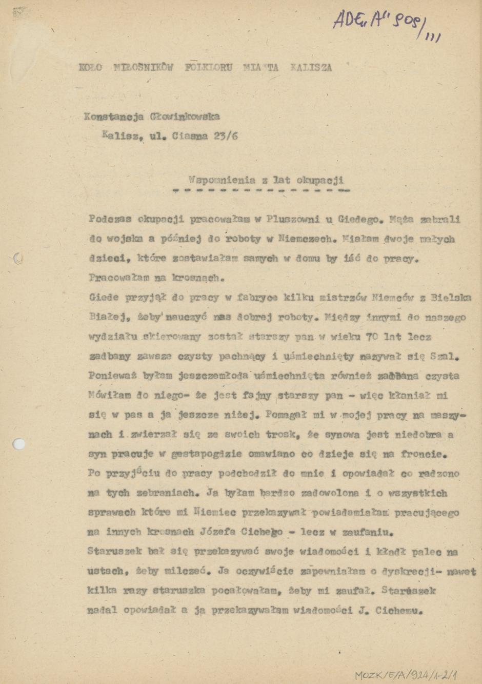 Wspomnienia z lat okupacji