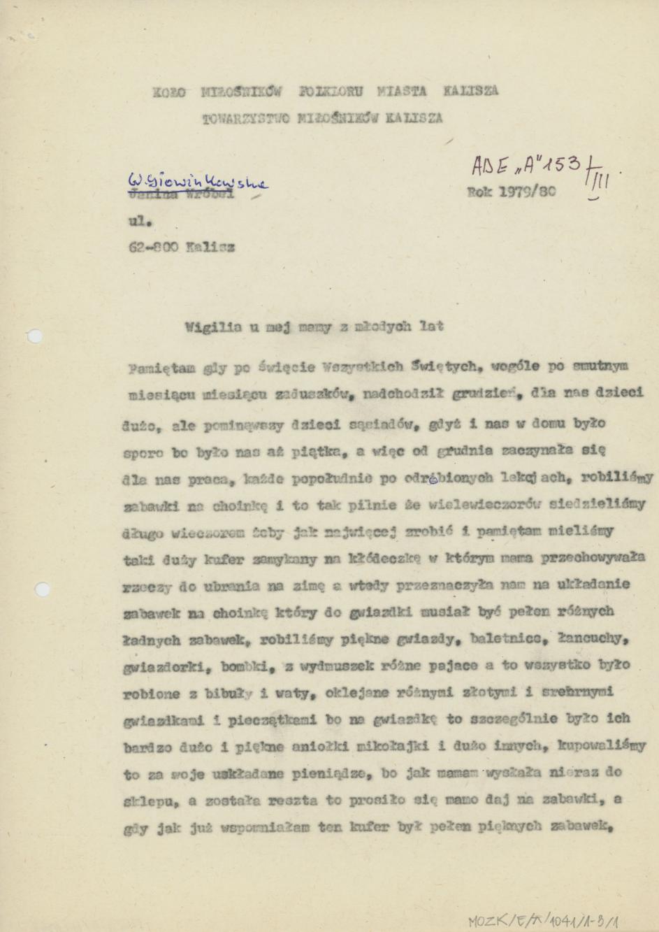 Wigilia u mej mamy z młodych lat