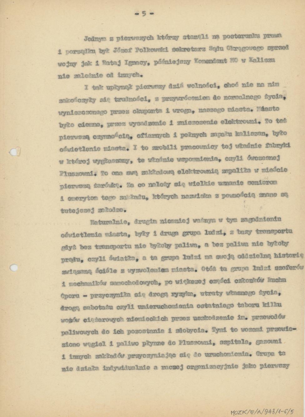 Wspomnienia z wyzwolenia Miasta Kalisza w r. 1945