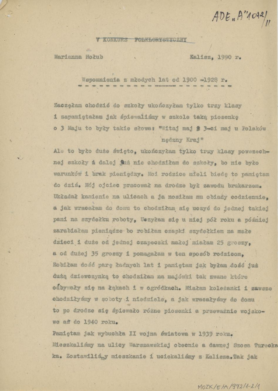 Wspomnienia z młodych lat od 1900-1928 r.