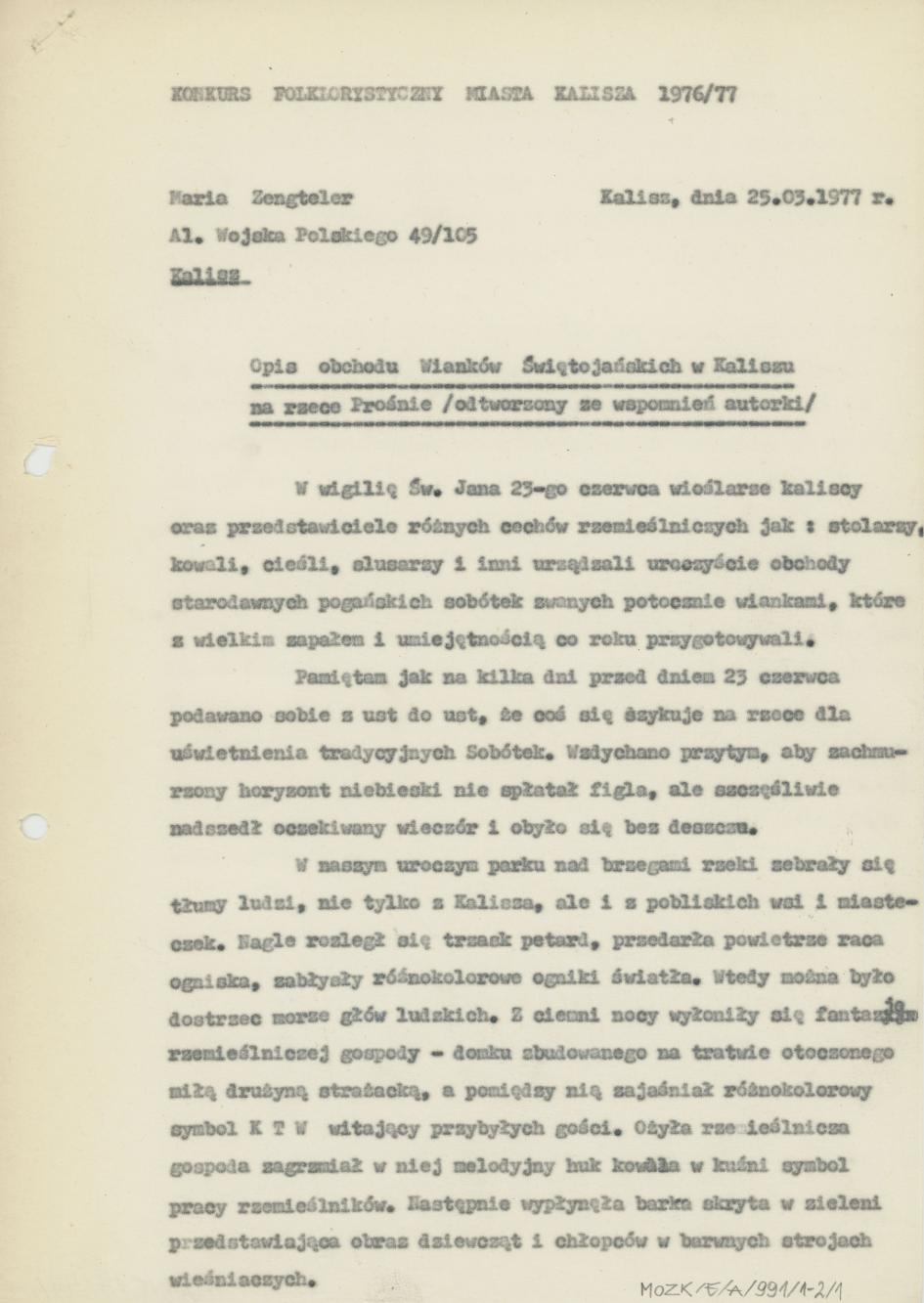 Opis obchodu Wianków Świętojańskich w Kaliszu na rzece Prośnie
