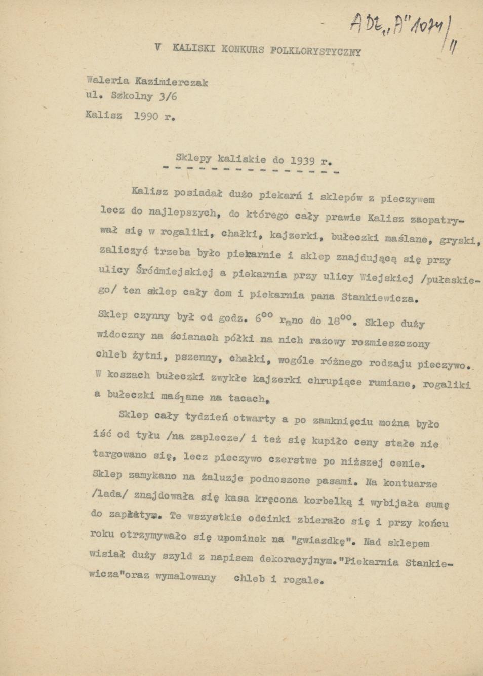 Sklepy kaliskie do 1939 r.