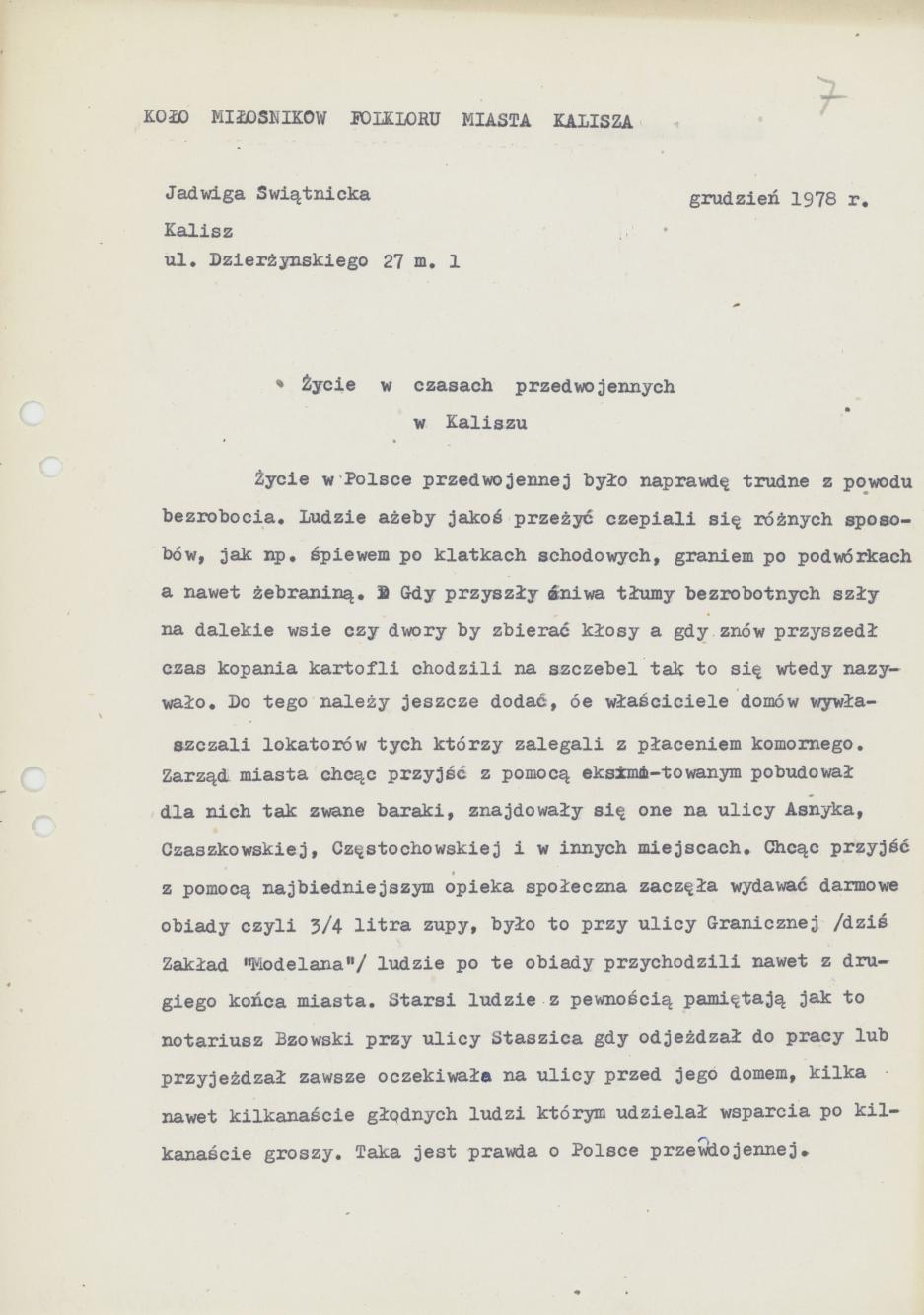 Życie w czasach przedwojennych w Kaliszu