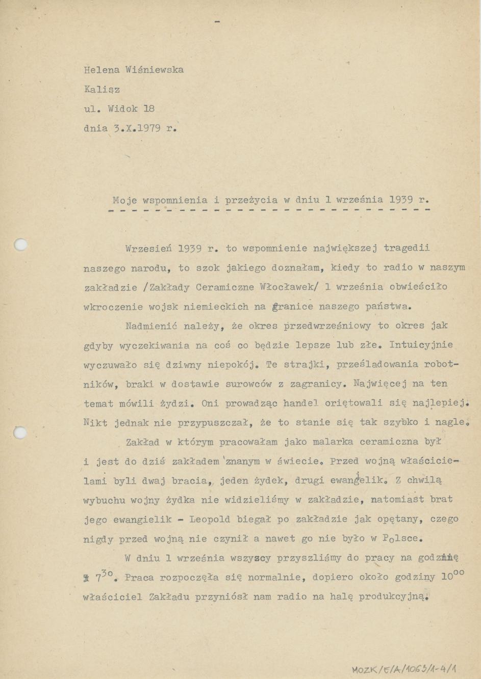 Moje wspomnienia i przeżycia w dniu 1 września 1939 r.