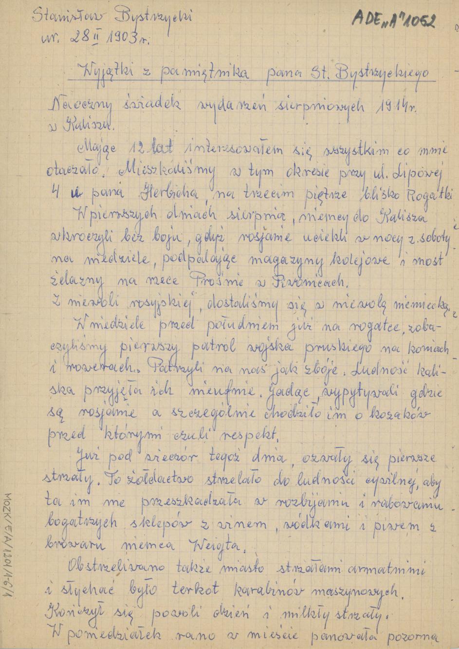 Wyjątki z pamiętnika pana St. Bystrzyckiego