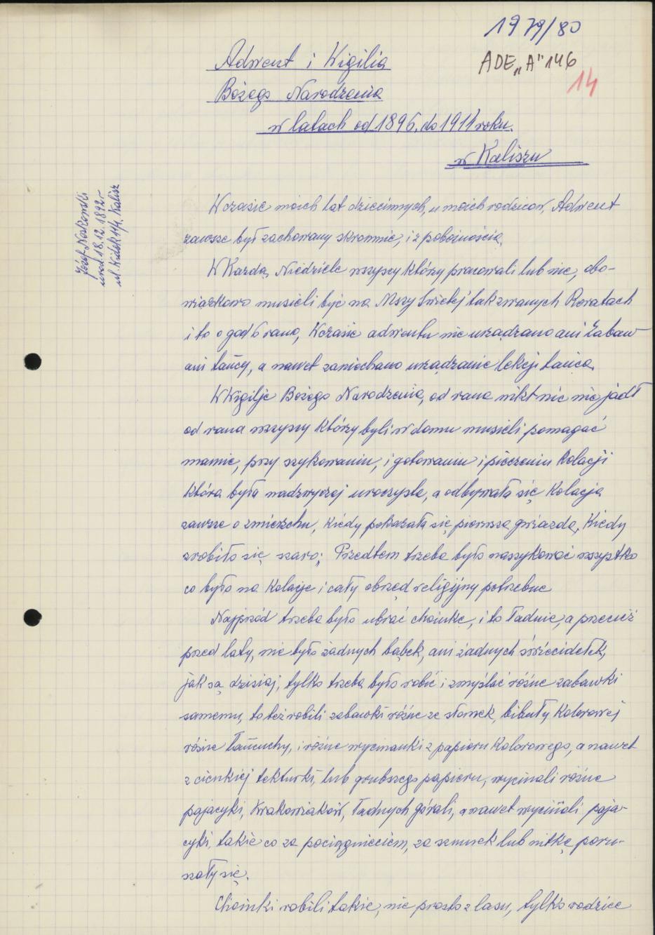 Adwent i wigilia Bożego Narodzenia w latach od 1896 do 1914 roku w Kaliszu