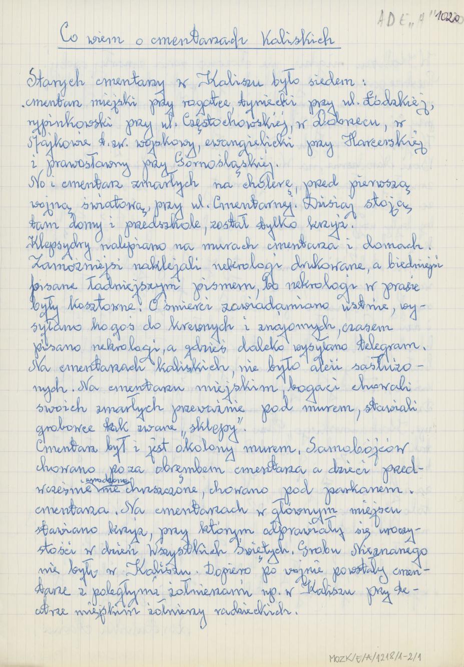 Co wiesz o cmentarzach kaliskich