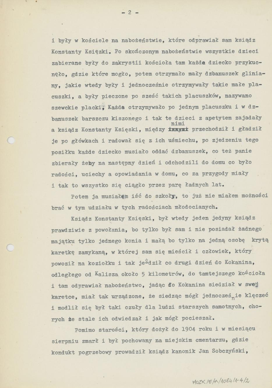 Opisy przeżycia księdza Konstantego Księskiego, Arcybiskupa  księdza Włodzimierza Jasińskiego w Kaliszu