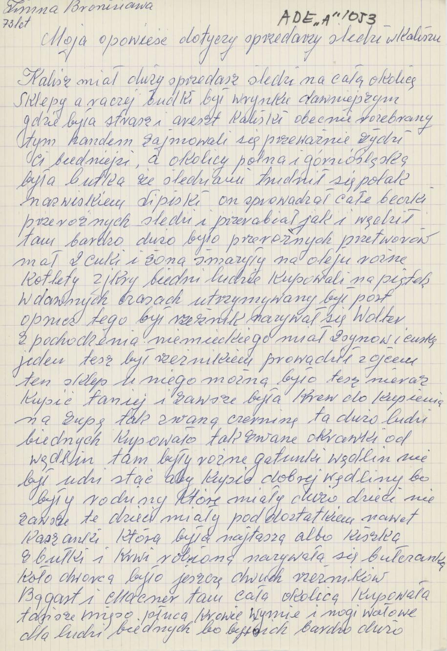 Moja opowieść dotyczy sprzedaży śledzi w Kaliszu