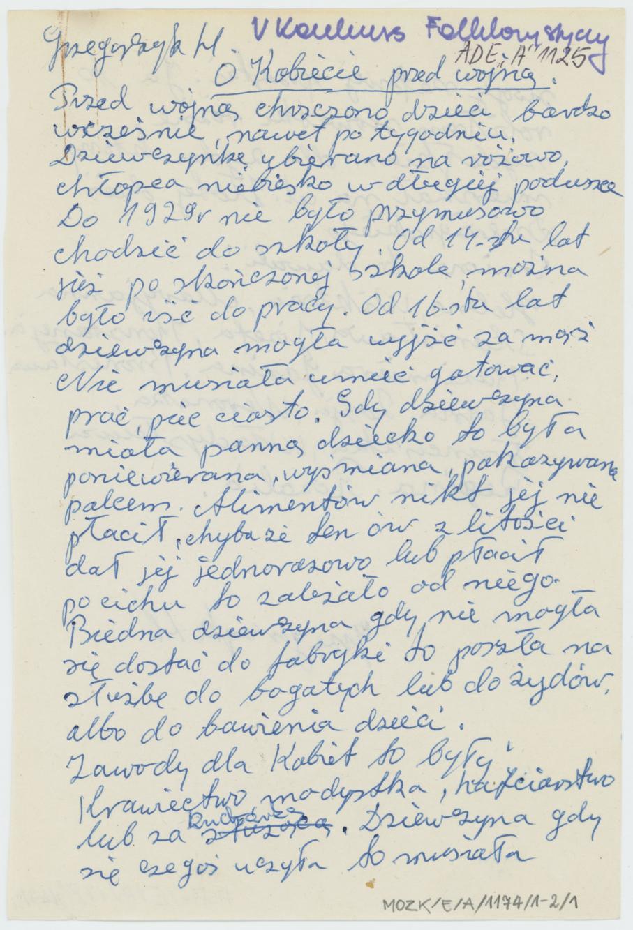 O kobiecie przed wojną