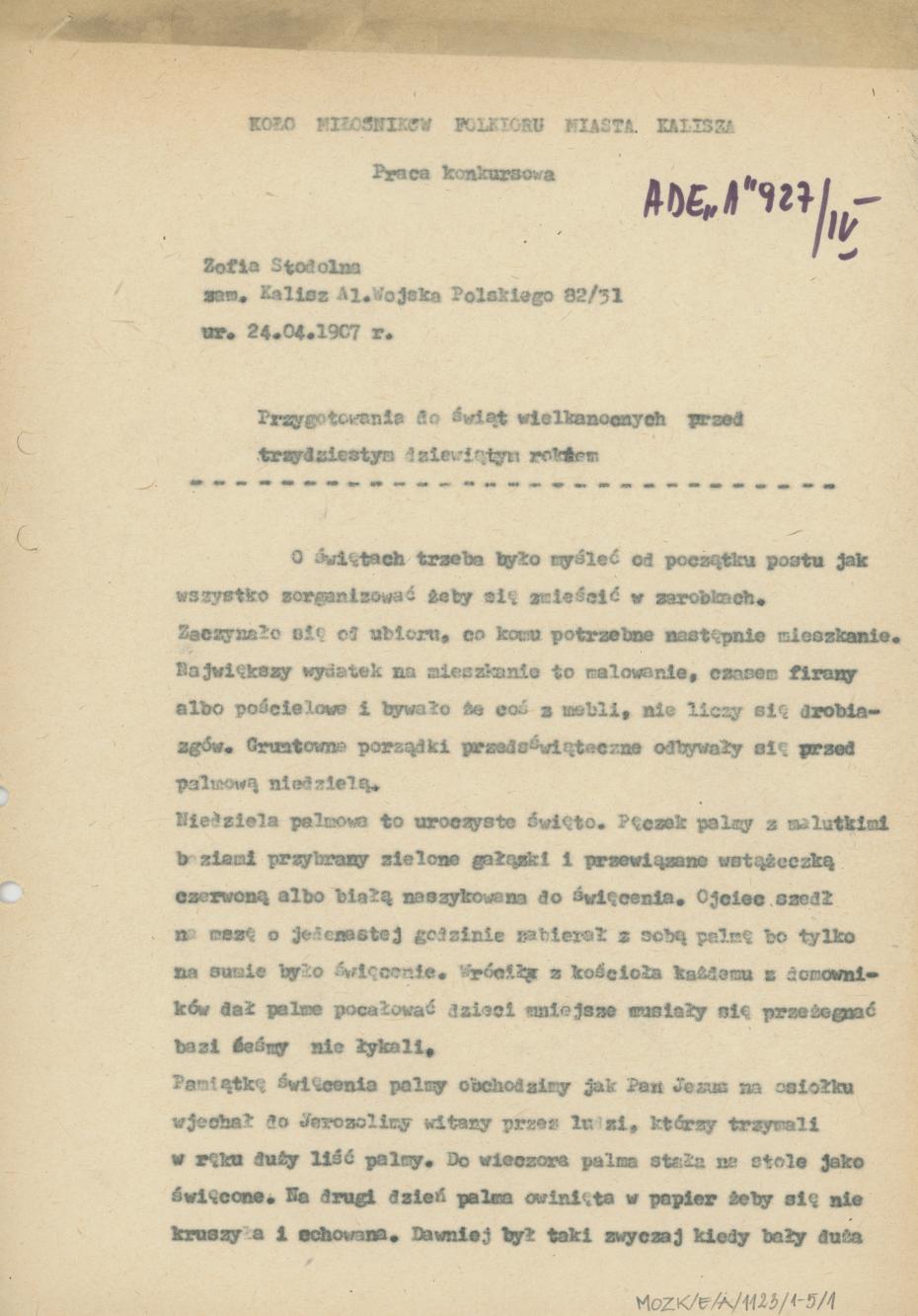 Przygotowania do świąt wielkanocnych przed trzydziestym dziewiątym rokiem