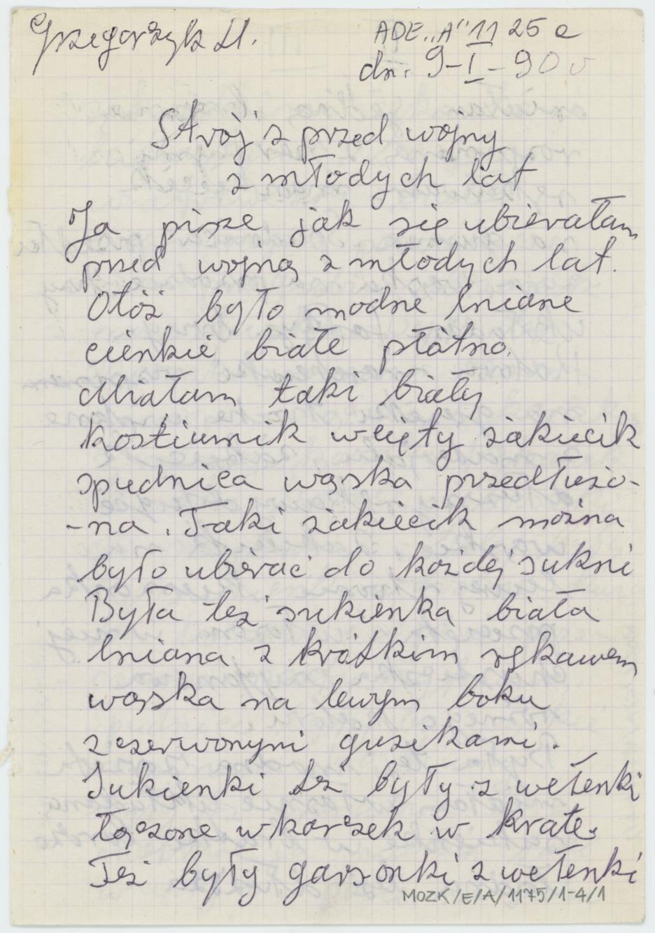 Strój sprzed wojny z młodych lat