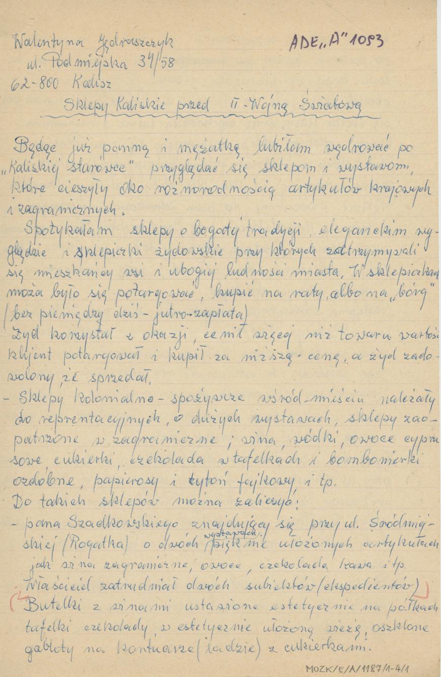 Sklepy kaliskie przed II wojną światową