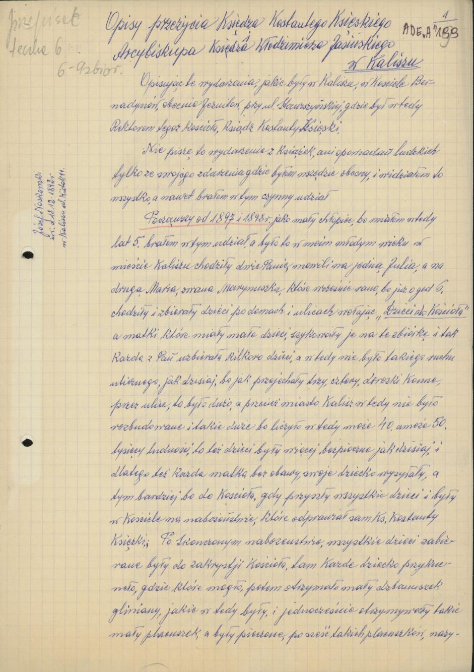 Opisy przeżycia księdza Konstantego Księskiego