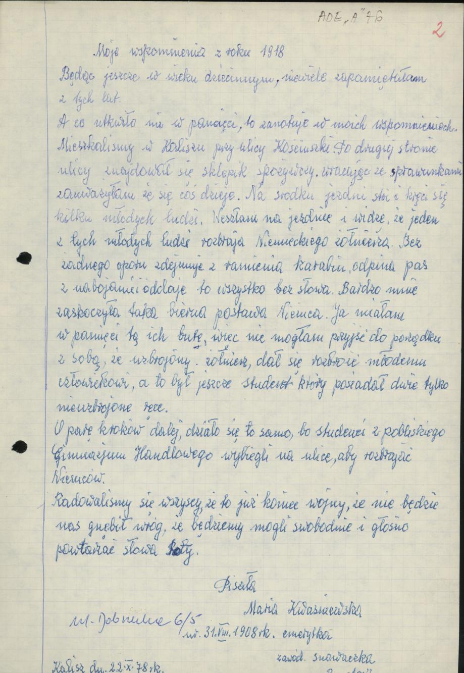 Moje wspomnienia z roku 1918