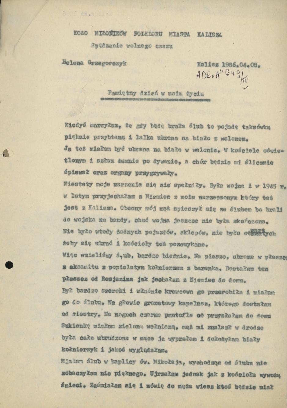 Pamiętny dzień w moim życiu