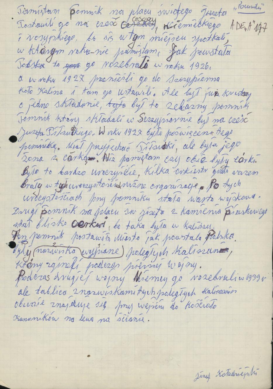 Pamiętam pomnik na Placu świętego Józefa