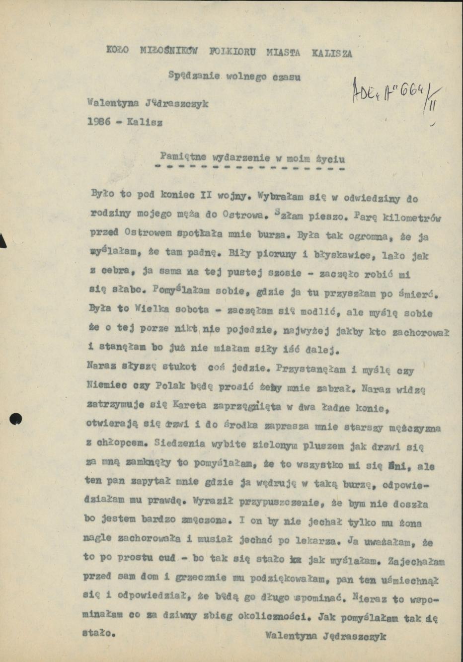 Pamiętne wydarzenie w moim życiu