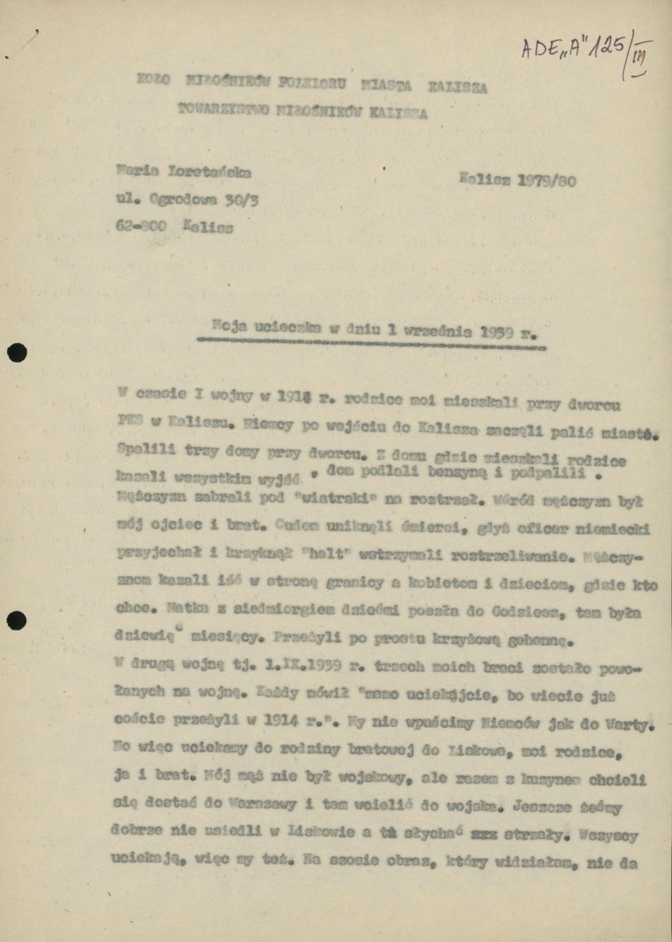 Moja ucieczka w dniu 1 września 1939 r.