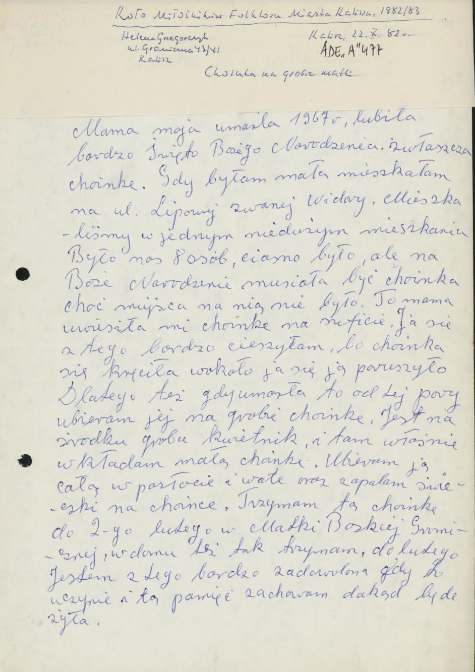 Choinka na grobie matki