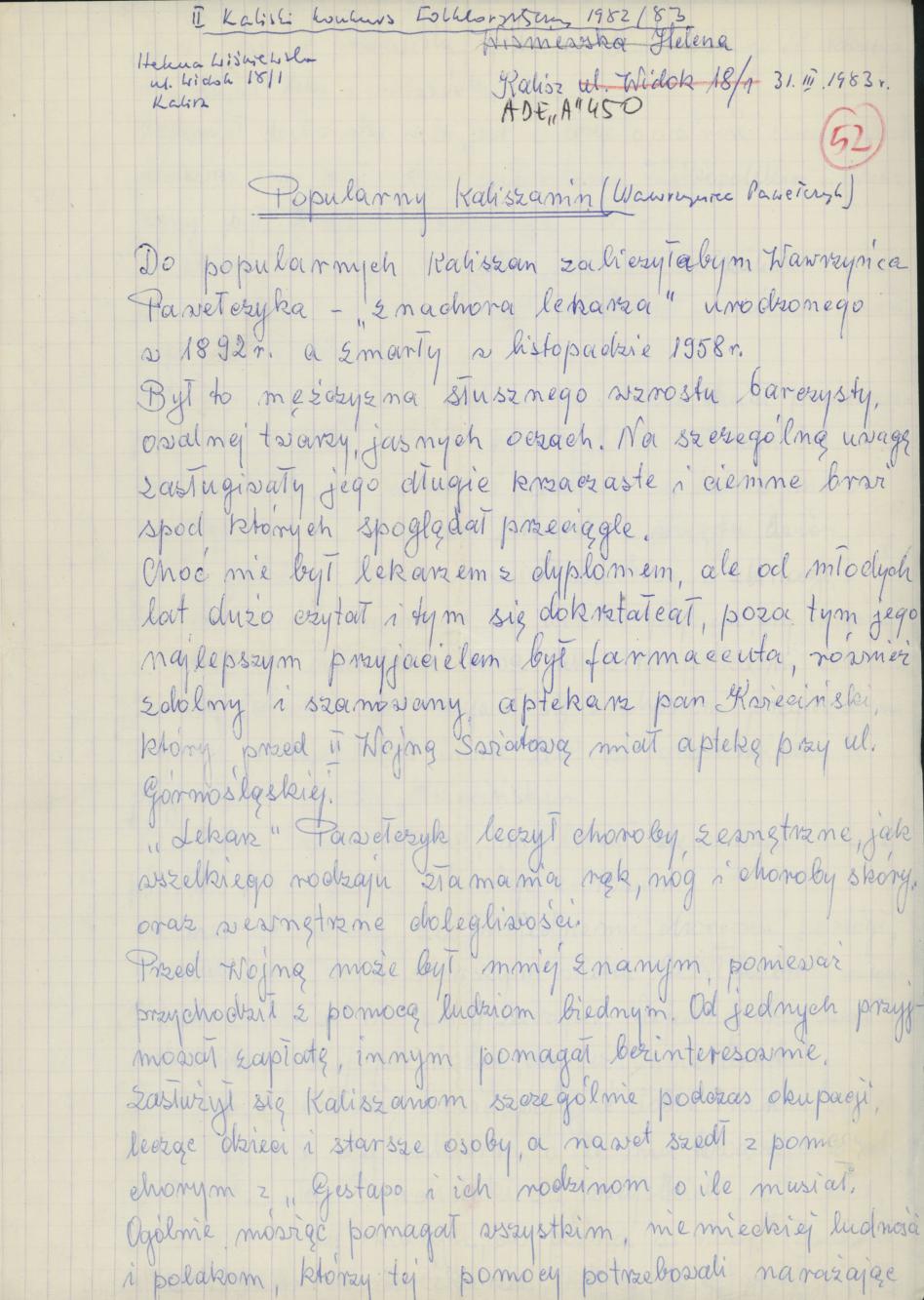 Popularny kaliszanin Wawrzyniec Pawełczyk