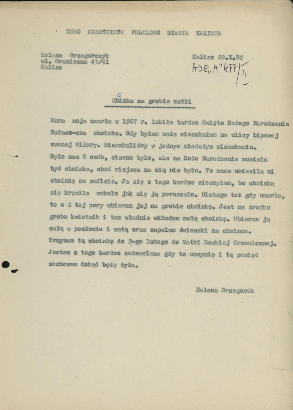 Choinka na grobie matki