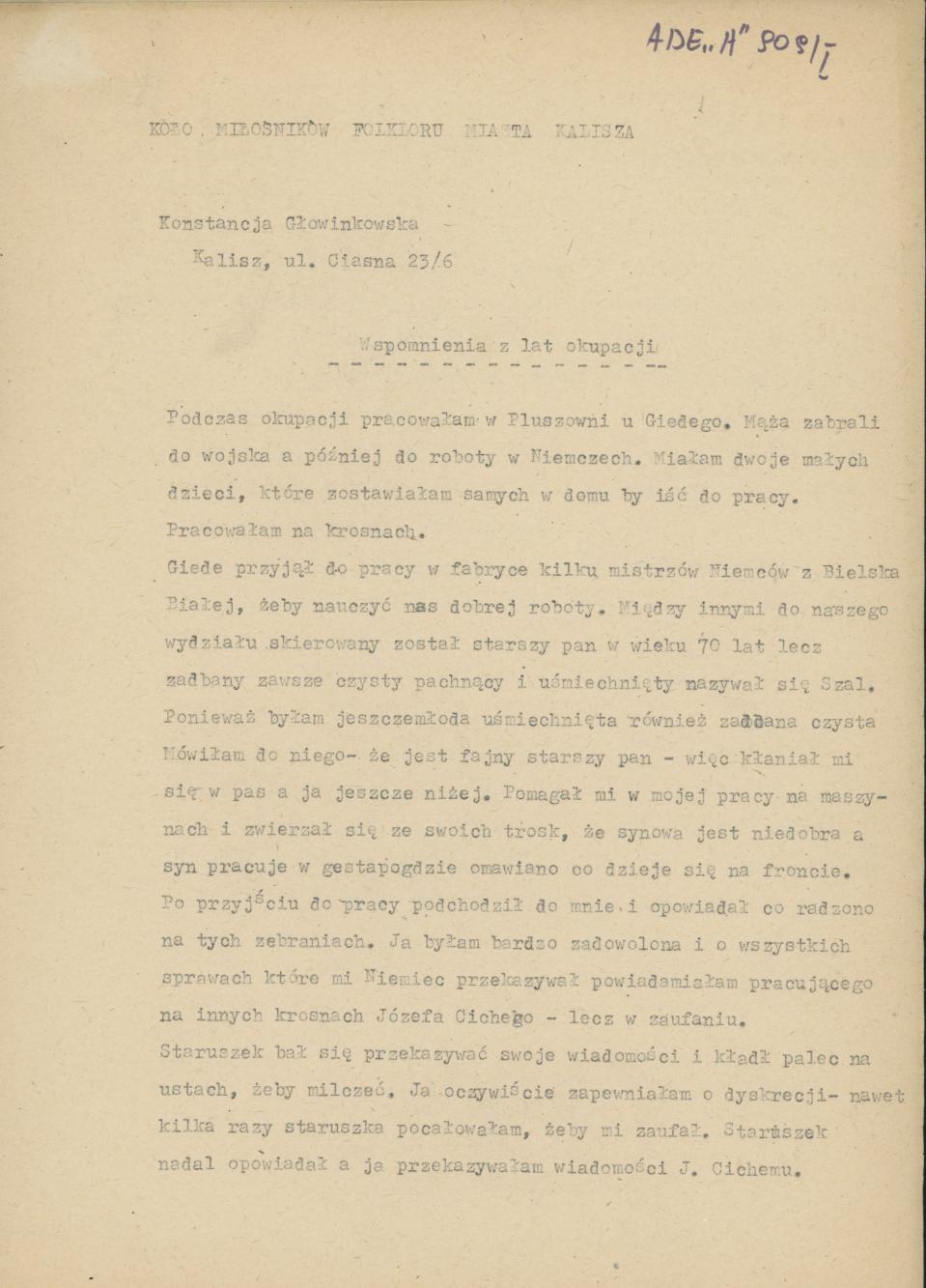 Wspomnienia z lat okupacji