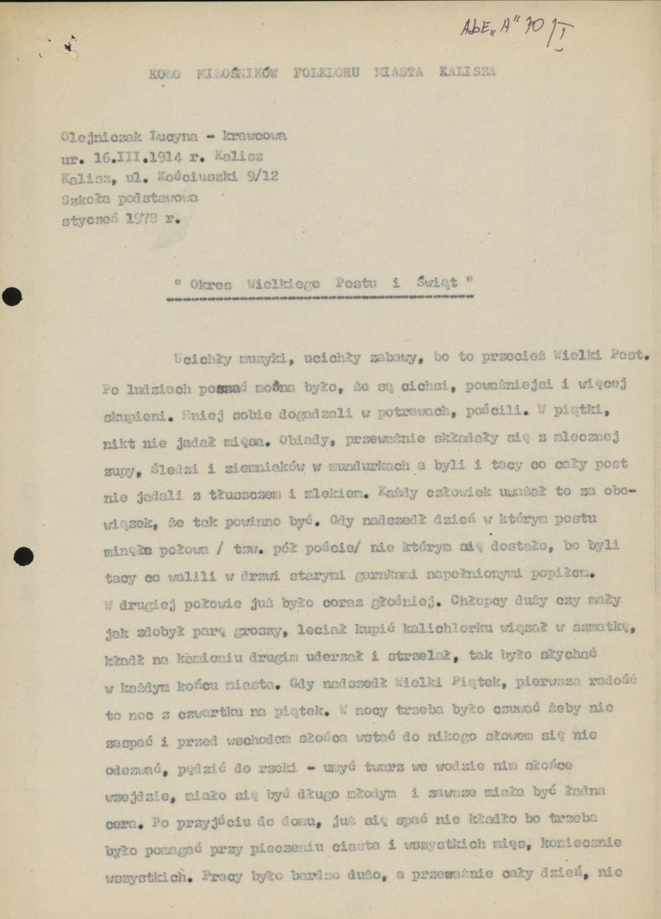 Okres Wielkiego Postu i Świąt