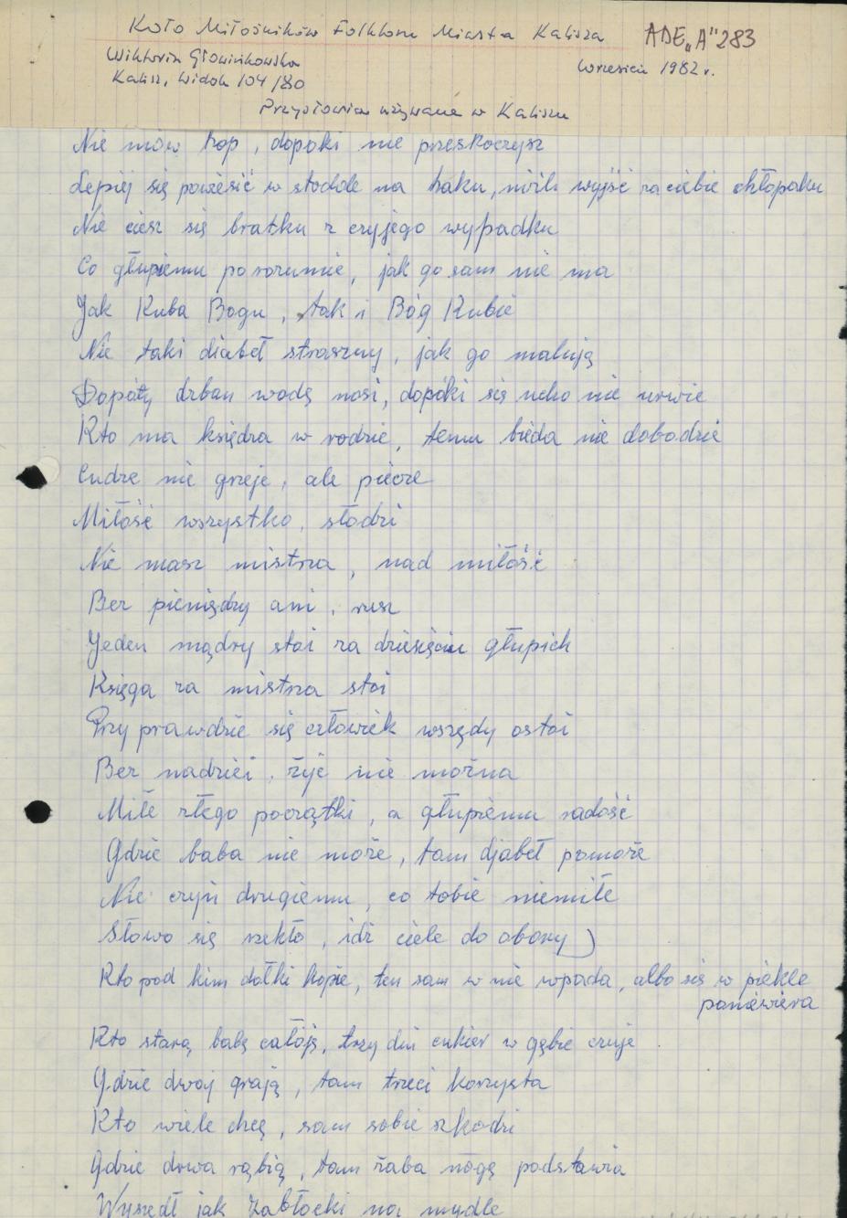 Przysłowia używane w Kaliszu