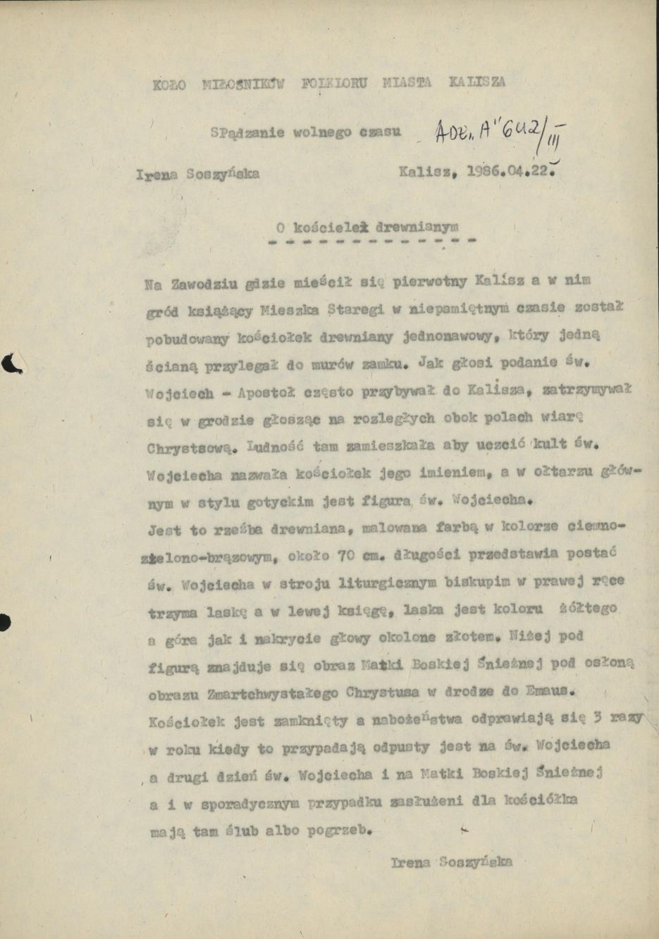 O kościele drewnianym