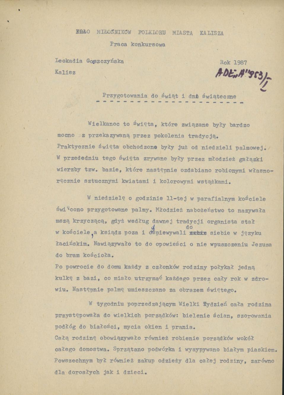 Przygotowania do świąt i dni świąteczne