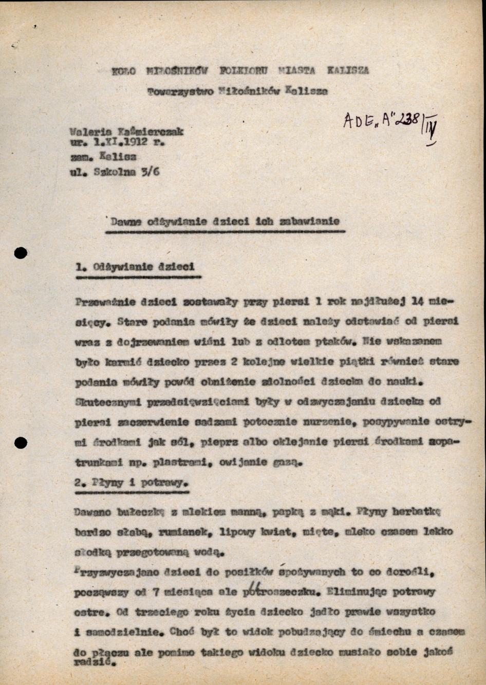 Dawne odżywianie dzieci i ich zabawianie