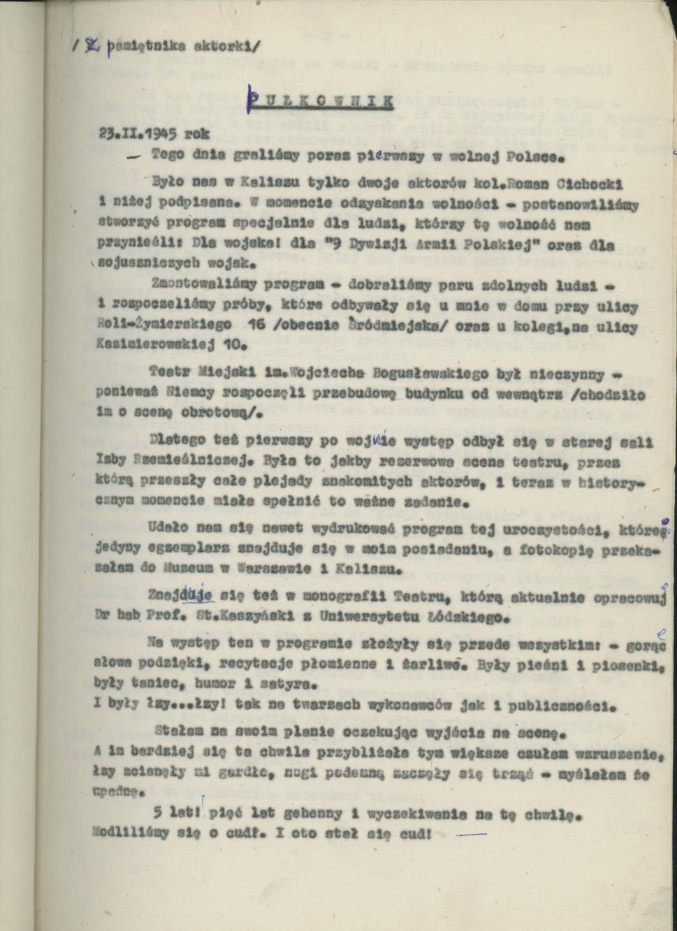 Z pamiętnika aktorki, Sylwii Dławichowskiej