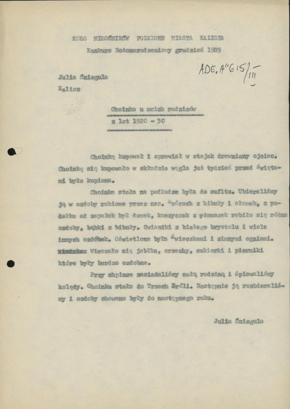 Choinka u moich rodziców z lat 1920-30