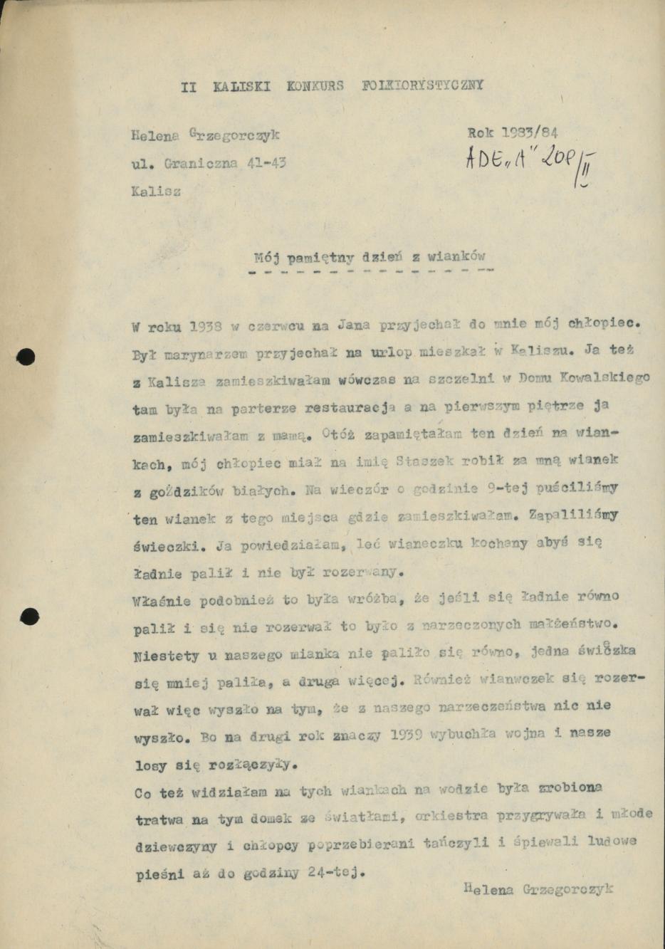 Mój pamiętny dzień z wianków