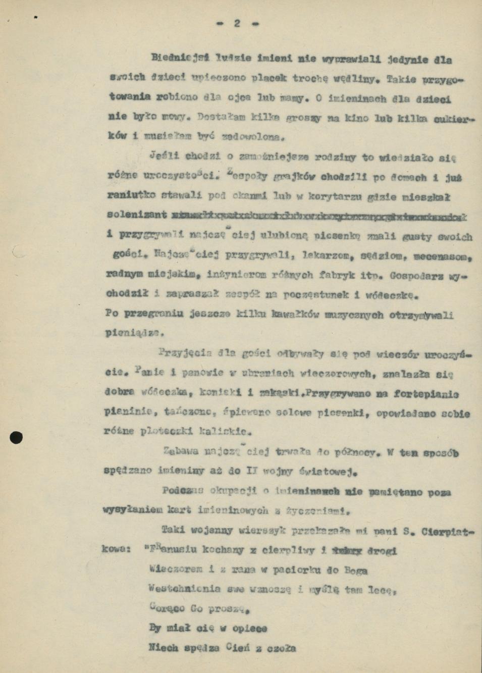 Imieniny w okresie międzywojennym