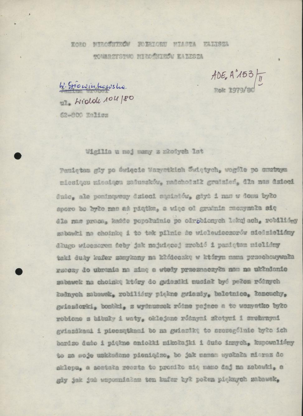 Wigilia u mej mamy z młodych lat