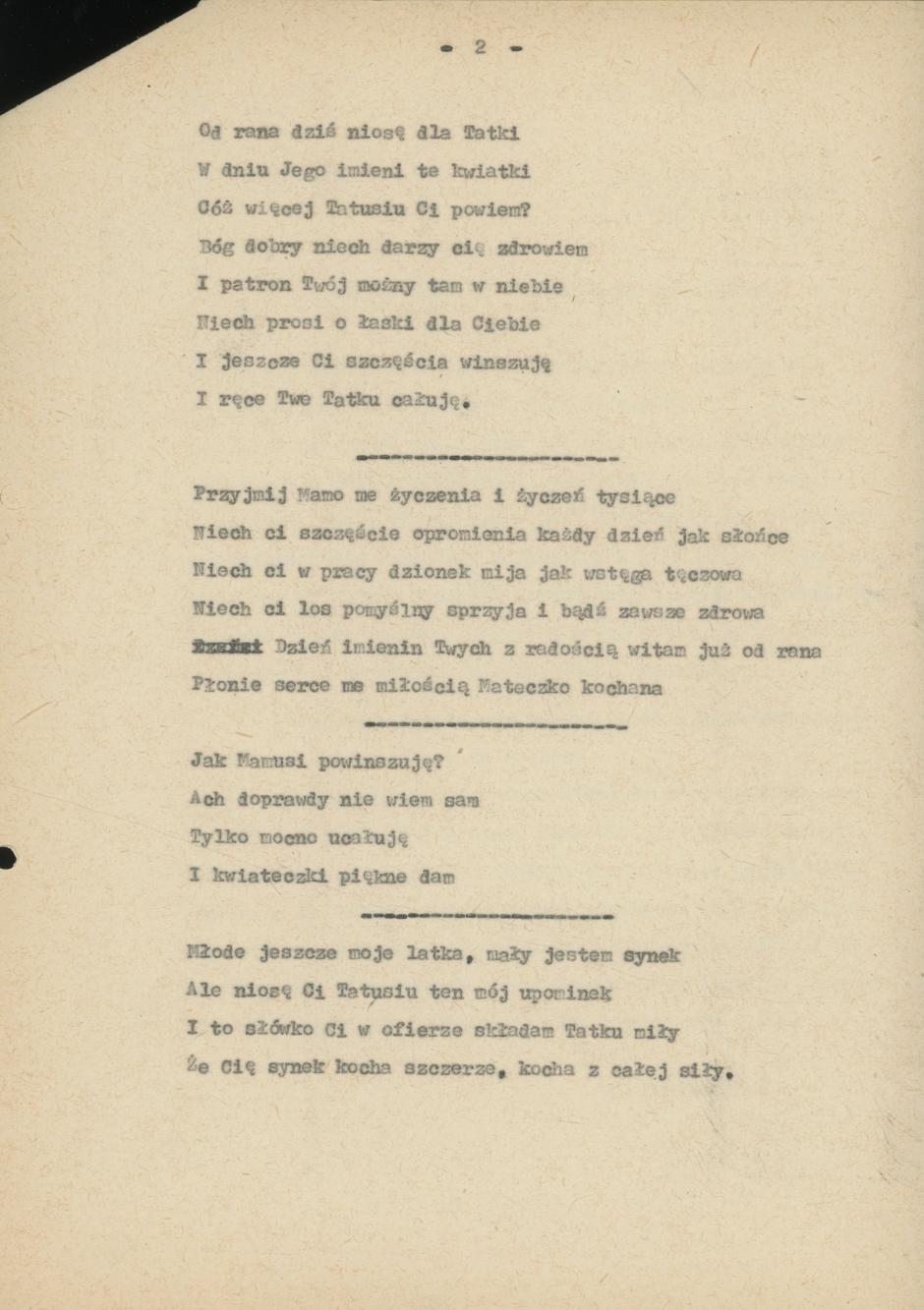 Imieniny rodzica w okresie międzywojennym