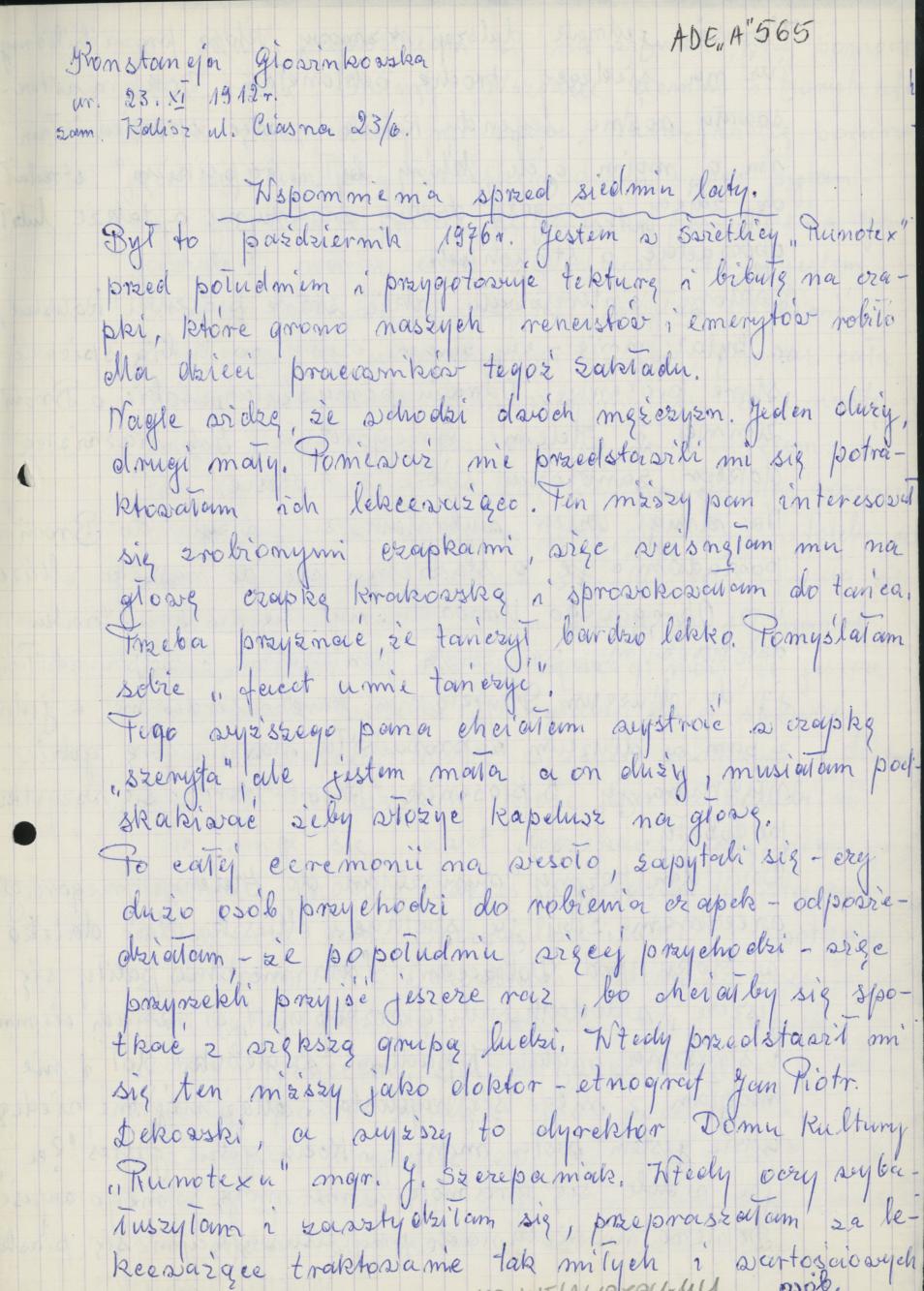 Wspomnienia sprzed siedmiu laty