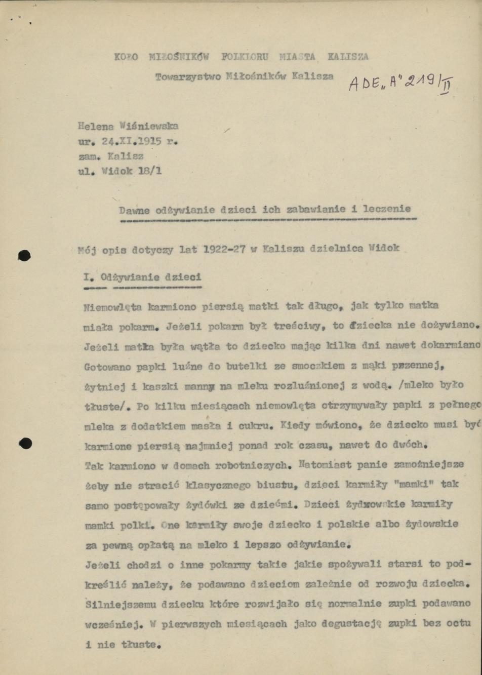 Dawne odżywianie dzieci, ich zabawianie i leczenie